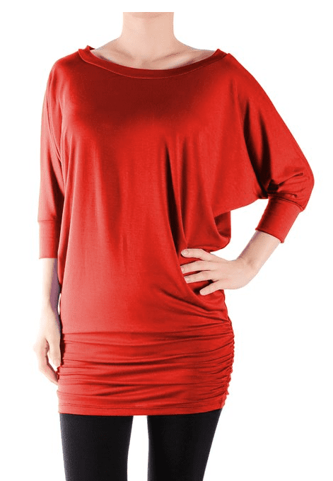 LeggingsQueen Womens Half Sleeve Rayon Spandex Yoga Basic Tunic Top